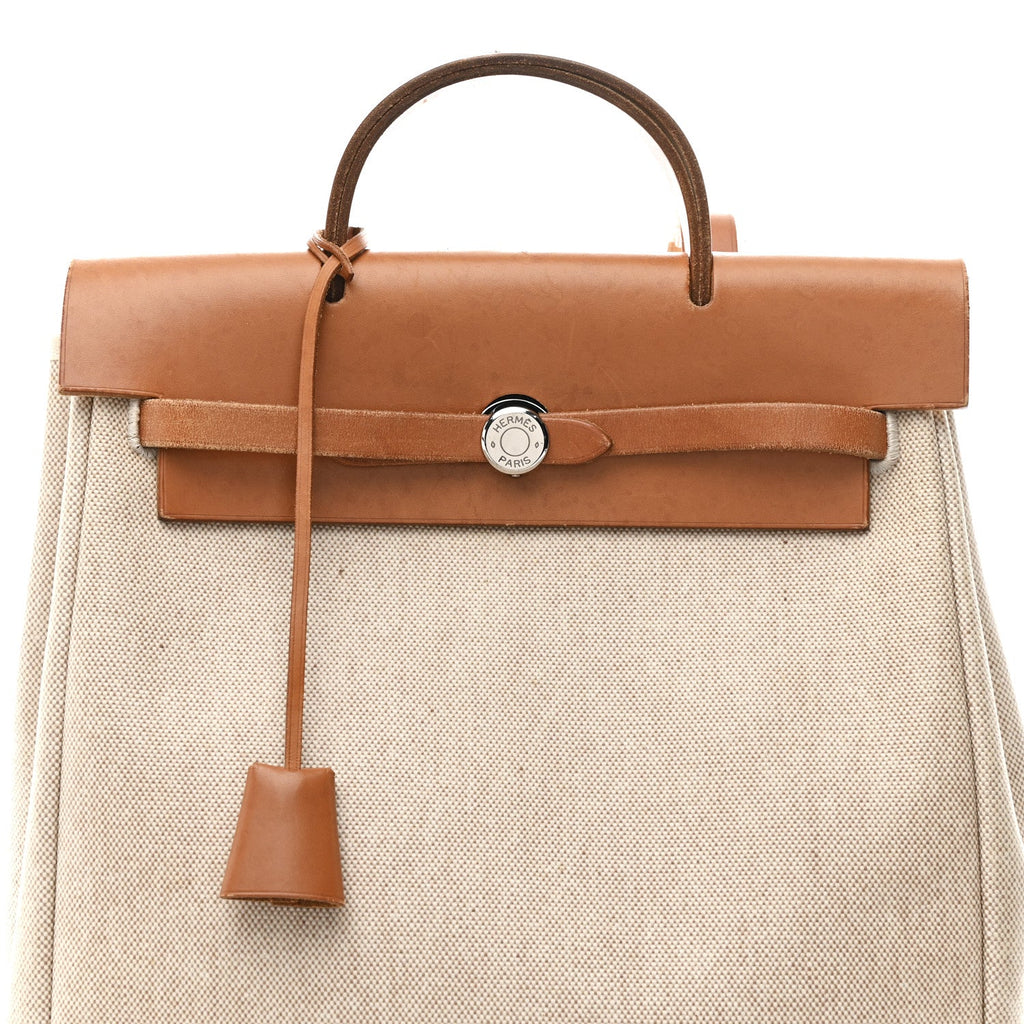 Toile Vache Calfskin Herbag 30 PM Backpack Natural
