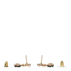 Crystal Pearl CC Flower Earrings Black Gold