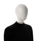 Strass Crystal Studded Pearl CC Choker Necklace Gold Pearly White