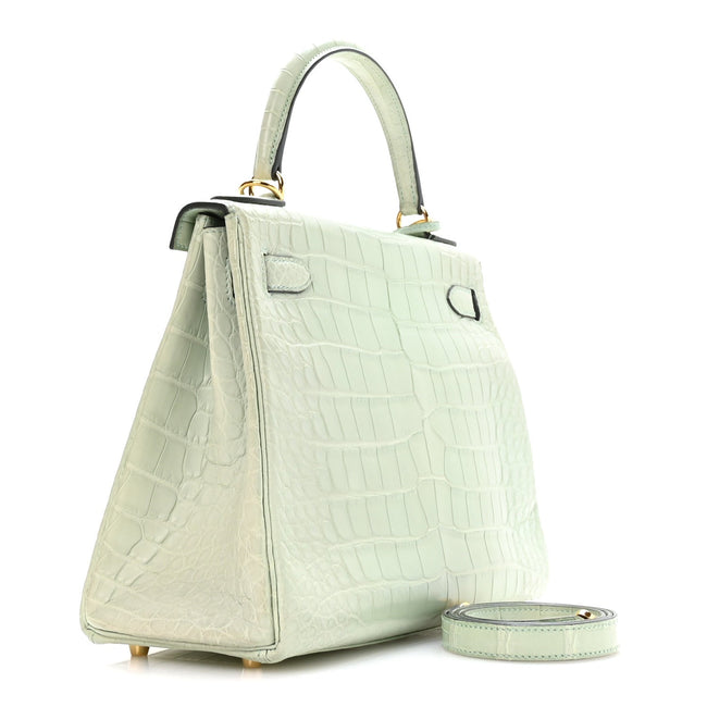 Matte Alligator Kelly Retourne 28 Vert D'eau Main Image