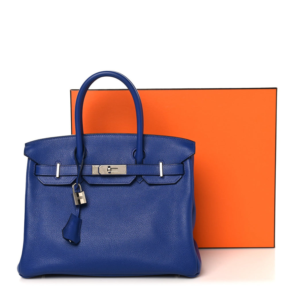 Taurillon Novillo Horseshoe Birkin 30 Bleu Brighton