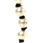 Pearl Grosgrain CC Long Necklace Gold