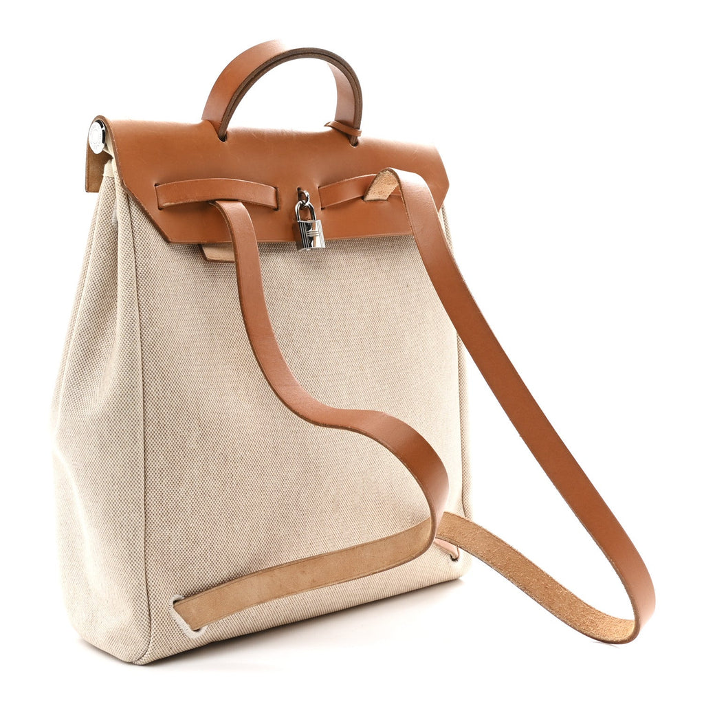 Toile Vache Calfskin Herbag 30 PM Backpack Natural