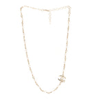 Pearl Crystal CC Flower Necklace Pearly White Light Gold