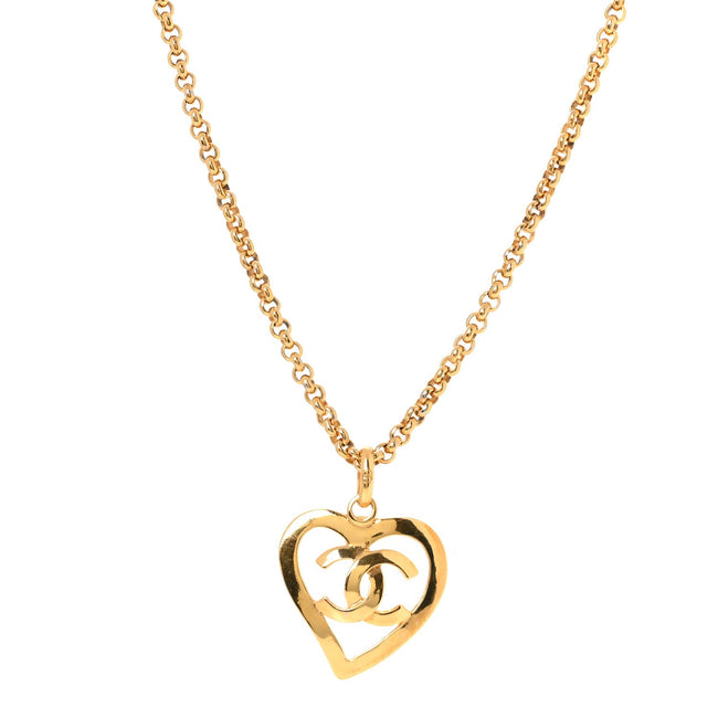 CC Heart Chain Pendant Necklace Gold Hover Image