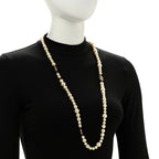 Crystal Pearl CC Long Necklace Gold