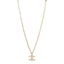Metal Pearl Crystal CC Textured Pendant Necklace Gold