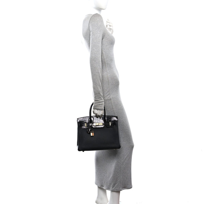 Togo Shiny Niloticus Crocodile Birkin Touch 30 Black Main Image
