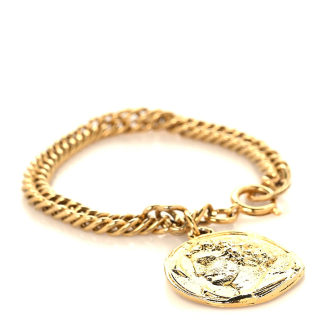 Metal Medallion Chain Bracelet Gold Hover Image