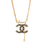 Metal Resin CC Star Chain Logo Necklace Gold Black