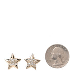 Metal Crystal CC Star Earrings Gold