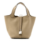 Taurillon Clemence Picotin Lock 18 PM Beige Marfa