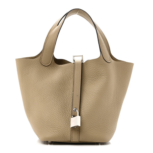 Taurillon Clemence Picotin Lock 18 PM Beige Marfa Hover Image