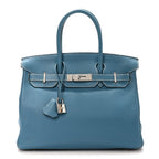 Taurillon Clemence Birkin 30 Blue Jean