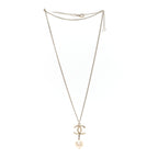 Metal Glitter Resin Pearl CC Drop Necklace Gold