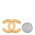 Metal Enamel CC Brooch Gold Black