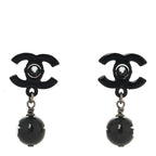 Enamel Bead CC Coco Drop Earrings Black