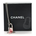 Enamel CC Padlock Heart Key Necklace  Silver Rose Salmon