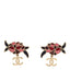 Metal Enamel CC Camellia Earrings Pink Gold Multicolor