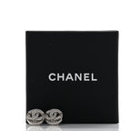 Crystal CC Round Earrings Silver