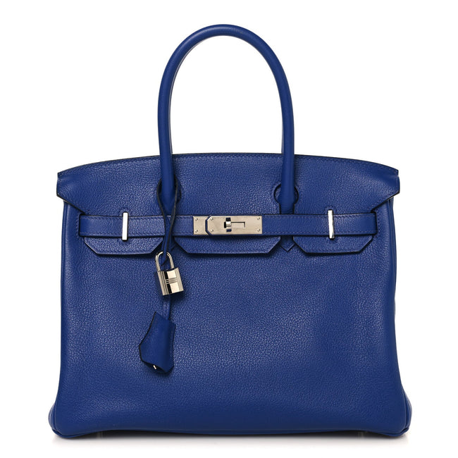 Taurillon Novillo Horseshoe Birkin 30 Bleu Brighton Hover Image