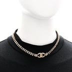 Crystal Pearl CC Choker Necklace Gold