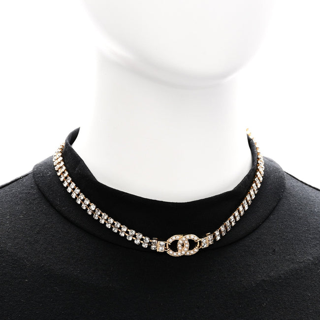 Crystal Pearl CC Choker Necklace Gold Main Image