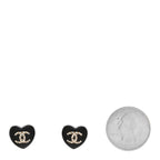 Resin Crystal CC Heart Earrings Black Gold