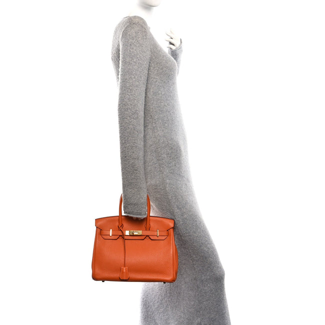 Taurillon Clemence Birkin 30 Orange Main Image