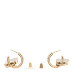 Pearl Crystal Baguette No 5 Lock Drop Earrings Gold Pearly White