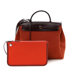 Military Toile Vache Hunter Tri-Color Herbag Zip Retourne 31 PM Rouge H Cuirve Orange Mecano