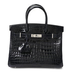 Shiny Porosus Crocodile Birkin 30 Bleu Marine