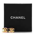 Metal CC Paris Button Stud Earrings Gold