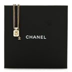 Pearl Resin Crystal CC No 5 Perfume Bottle Necklace Gold Pearly White