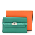 Epsom Shiny Alligator Kelly Medium Wallet Vert Jade