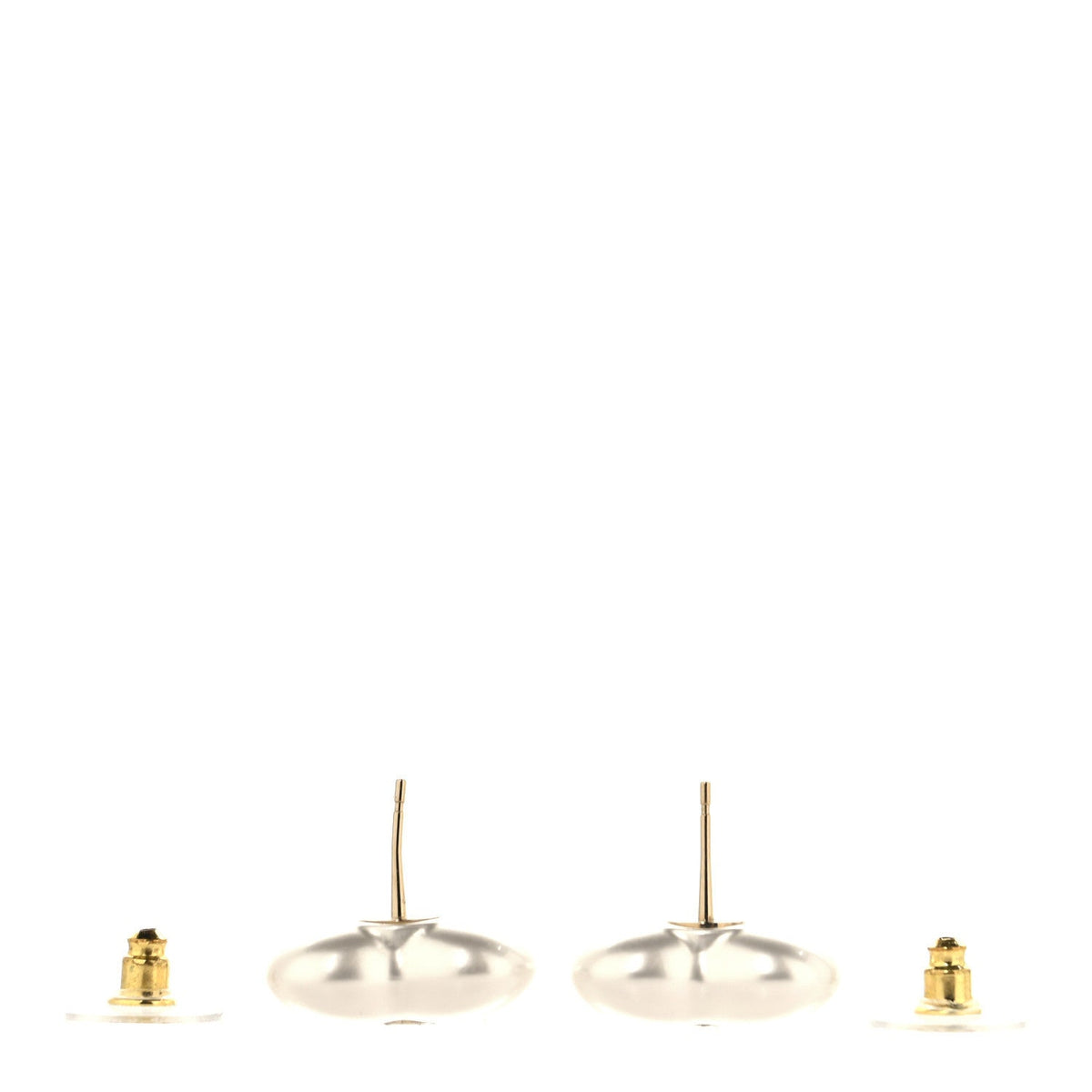 Pearl Crystal CC Heart Earrings Gold