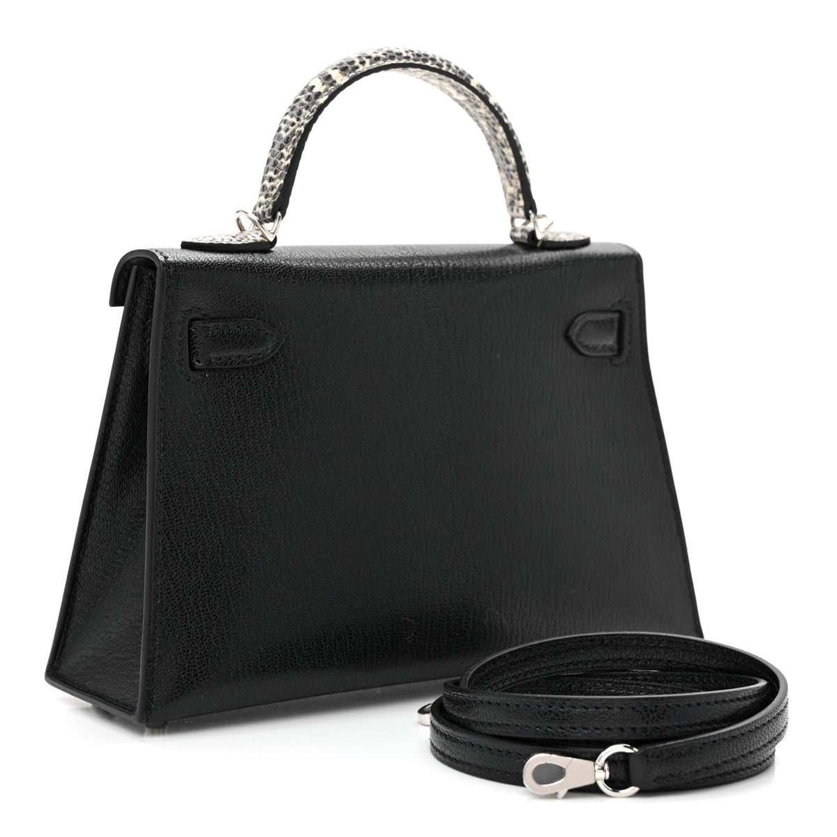 Chevre Chamkila Lizard Mini Kelly Sellier Touch 20 Black Ombre