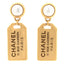 Pearl CC Tags Drop Earrings Gold