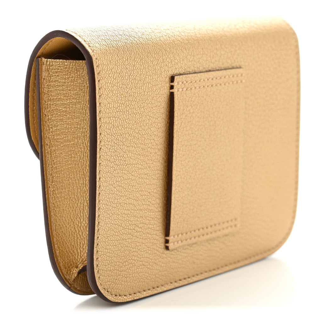 Metallic Chevre Chamkilight Constance Slim Wallet Dore