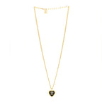 Metal Resin Crystal CC Heart Necklace Gold Black