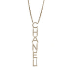 Metal Crystal Cha-Nel Logo Necklace Gold