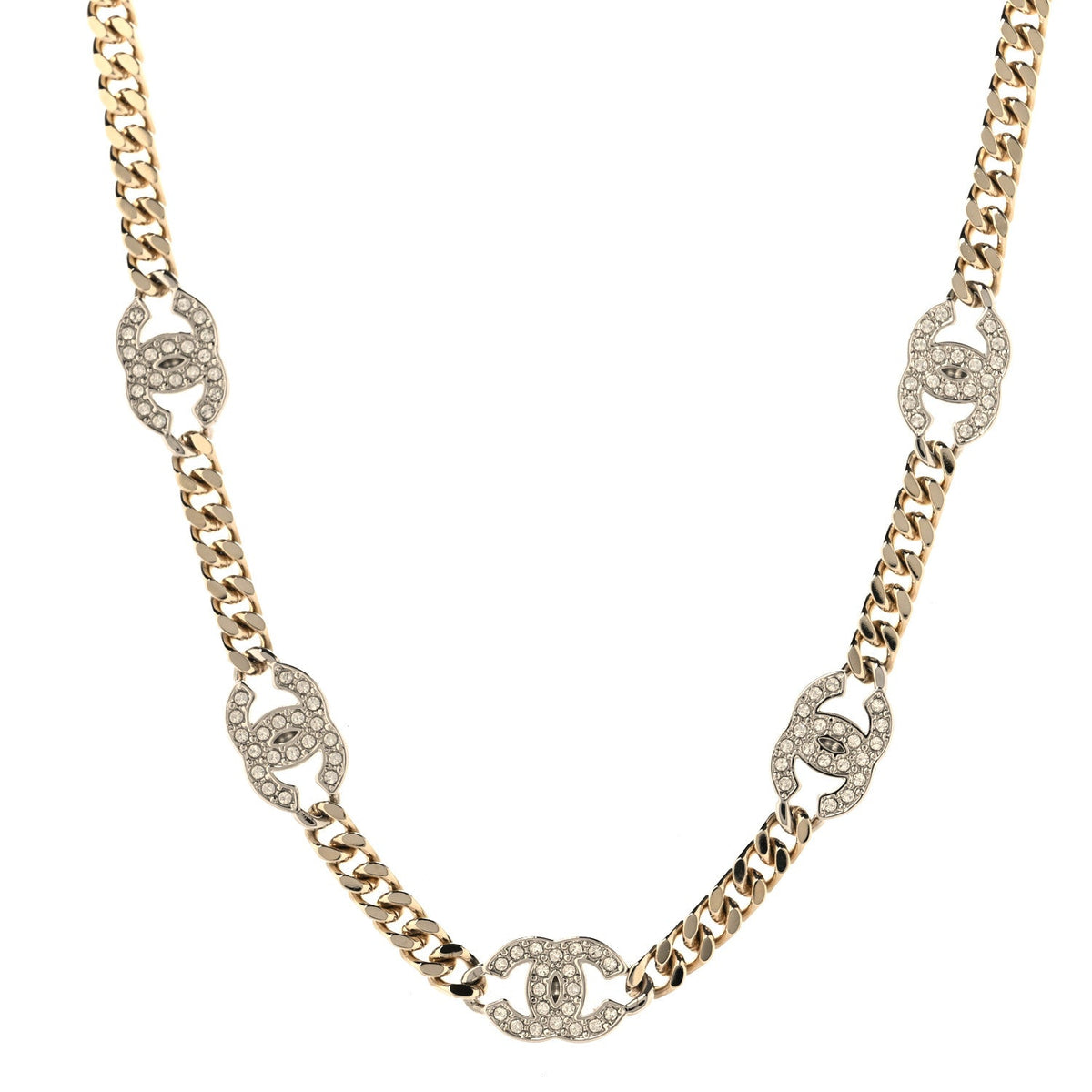Crystal Chain CC Choker Gold Silver