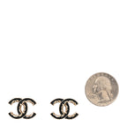Enamel CC Baroque Earrings Black Gold
