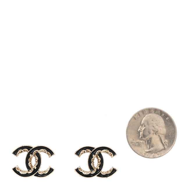 Enamel CC Baroque Earrings Black Gold Main Image