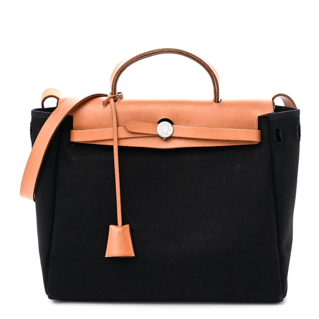Toile Vache Calfskin Herbag 30 PM Black Natural Hover Image