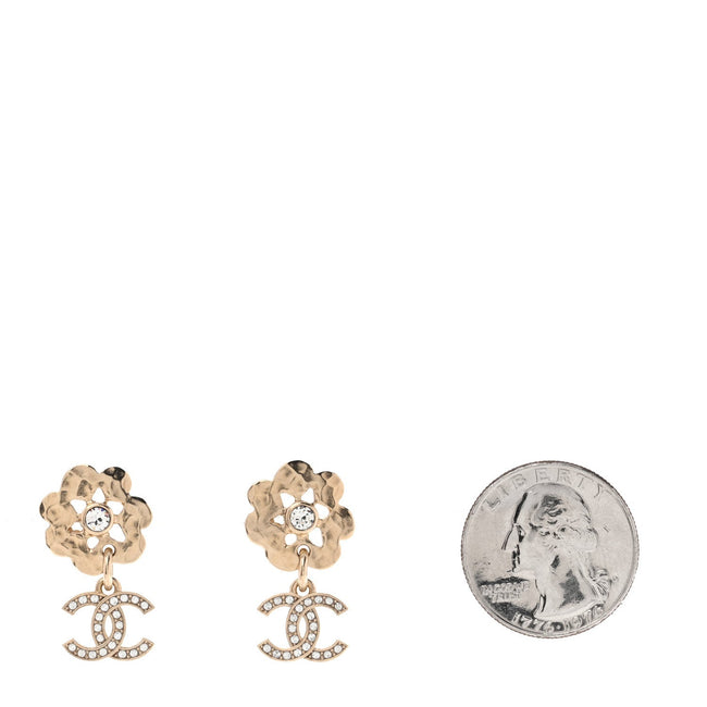 Crystal CC Flower Drop Earrings Gold Main Image