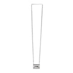 Metal Lambskin Strass Crystal Purse CC Long Necklace Silver