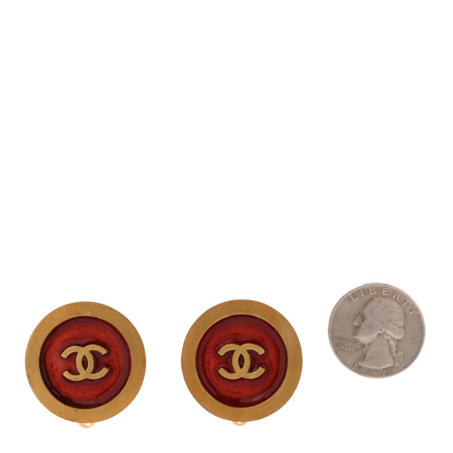 CC Clip On Earrings Red Gold Main Image