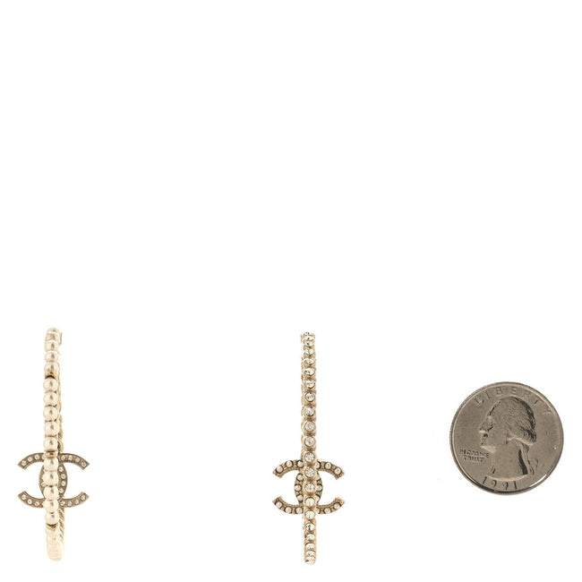 Crystal Pearl CC Drop Hoop Earrings Gold Pearly White Main Image