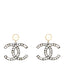 Crystal Pearl CC Drop Earrings Gold Silver